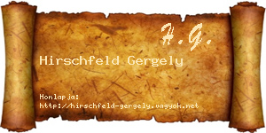 Hirschfeld Gergely névjegykártya